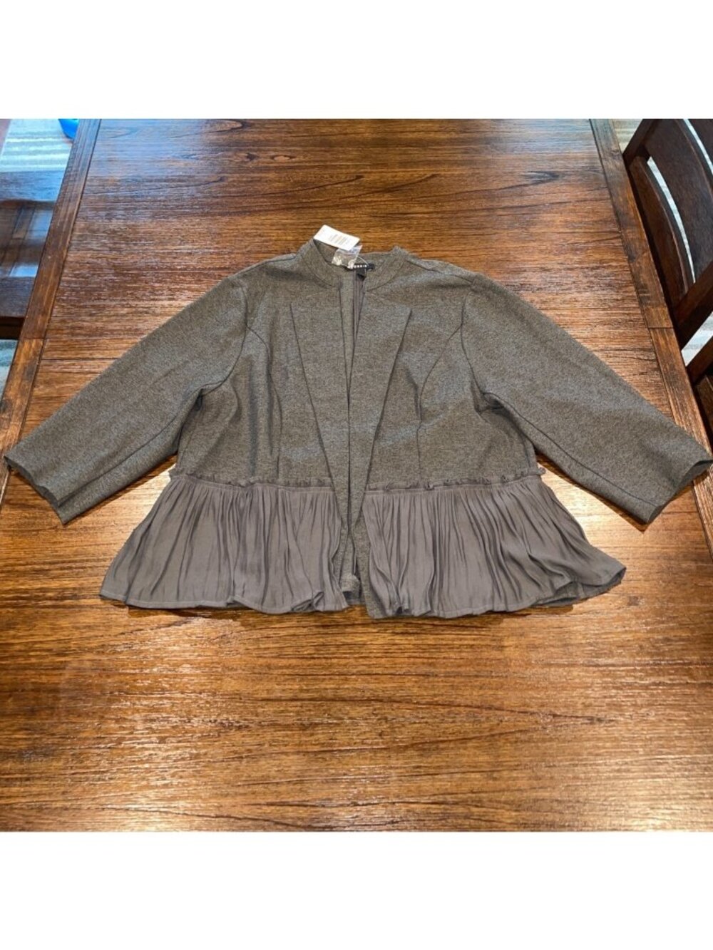 NWT Torrid Ponte Blazer Jacket Sz 3 (3X) Gray 3/4 Sleeve Stretch Peplum Ruffle